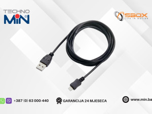 SBOX Kabal USB A na Micro USB M/M 2m, Crni