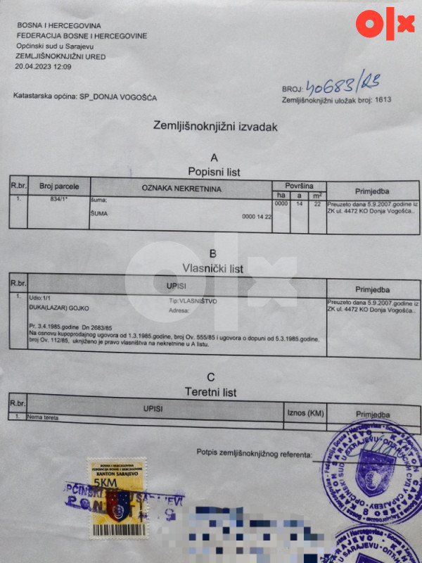 Zemljište D Vogošća 2