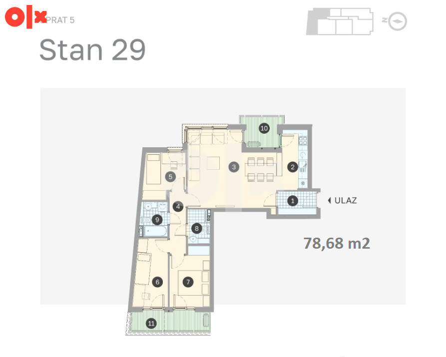 Četvorosoban stan 78,68 m2 - Borik 2