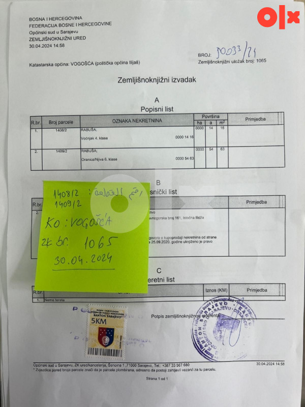 Zemljište Vogošća 19