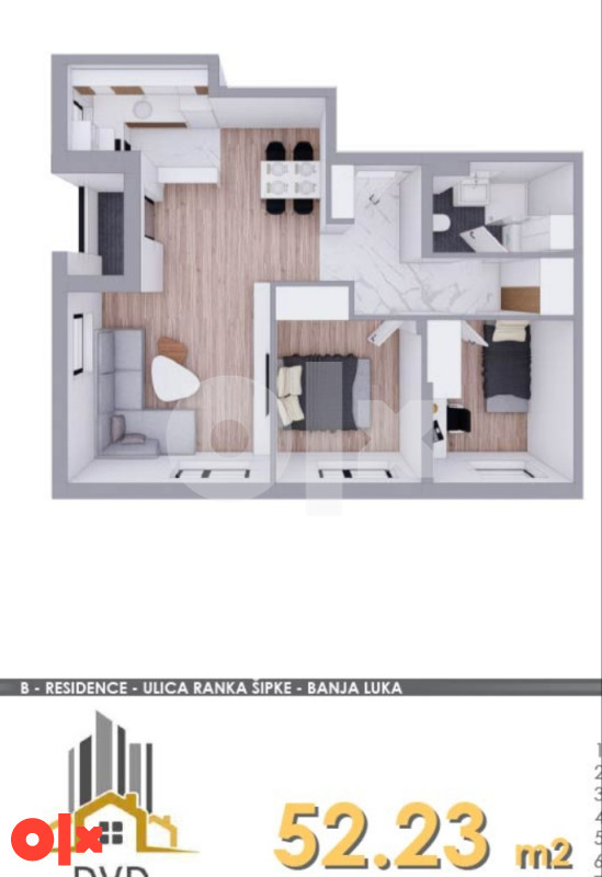 STAN SA 2 SP.SOBE, 52,23m2, MJESEC, OZIDANO