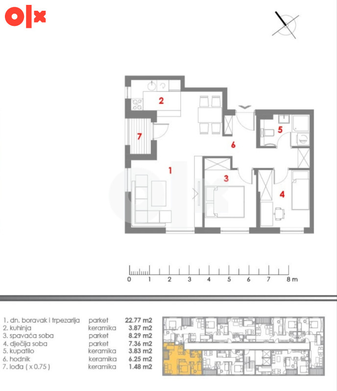 STAN SA 2 SP.SOBE, 52,23m2, MJESEC, OZIDANO 2