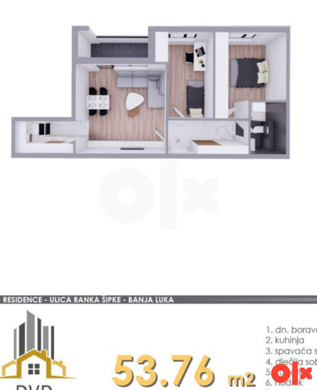 STAN SA 2 SP.SOBE, 53,76m2, OZIDANO
