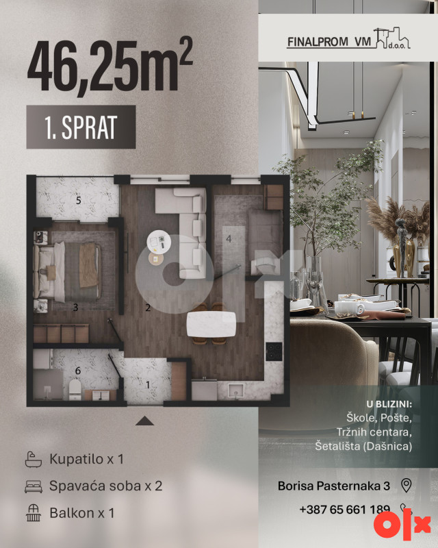 Stan Bijeljina 46m2 3