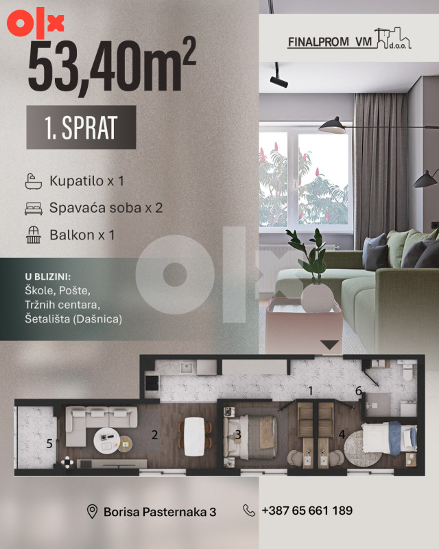 Stan Bijeljina 46m2 4