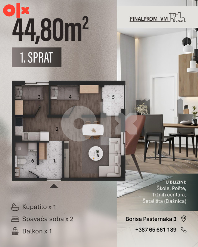 Stan Bijeljina 46m2 5