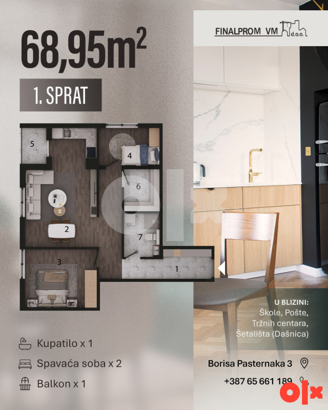 Zgrada RESIDENCE, slobodni stanovi 44,46,53,69m2 3
