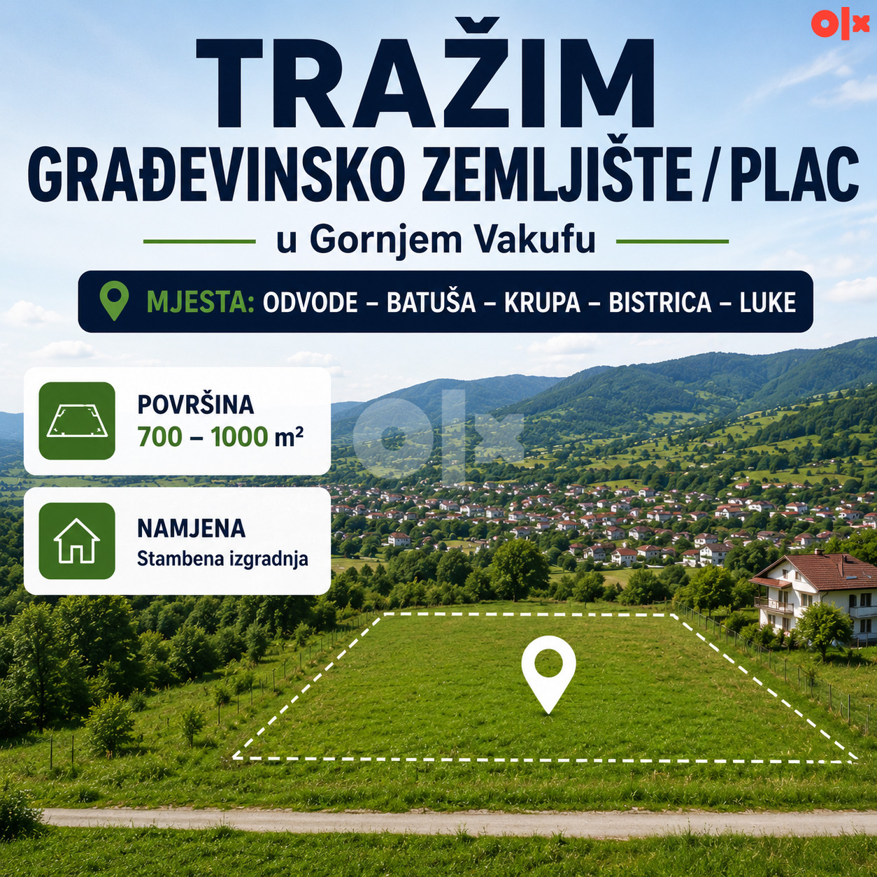 Potražnja: Zemljište Gornji Vakuf-Uskoplje