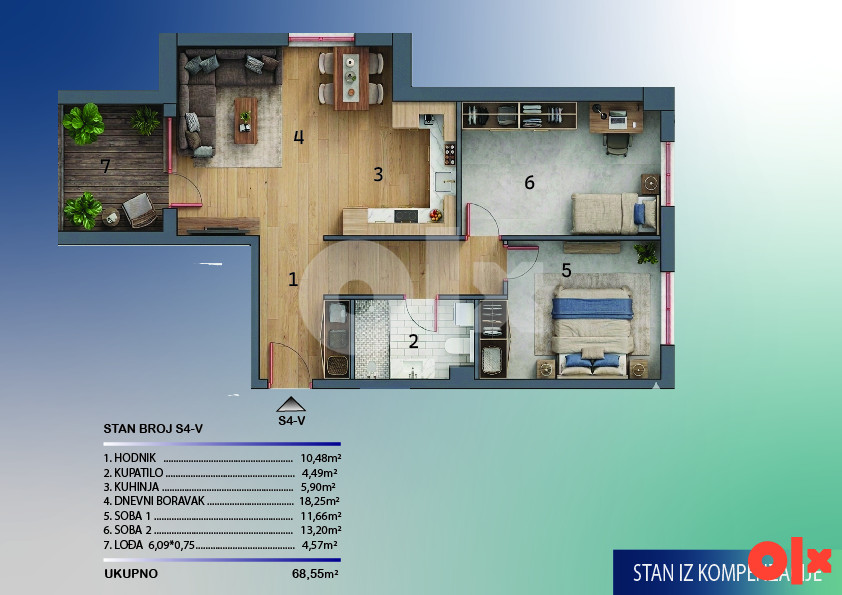 Trosoban stan Banja Luka (68.55m2)_Hidroenergo