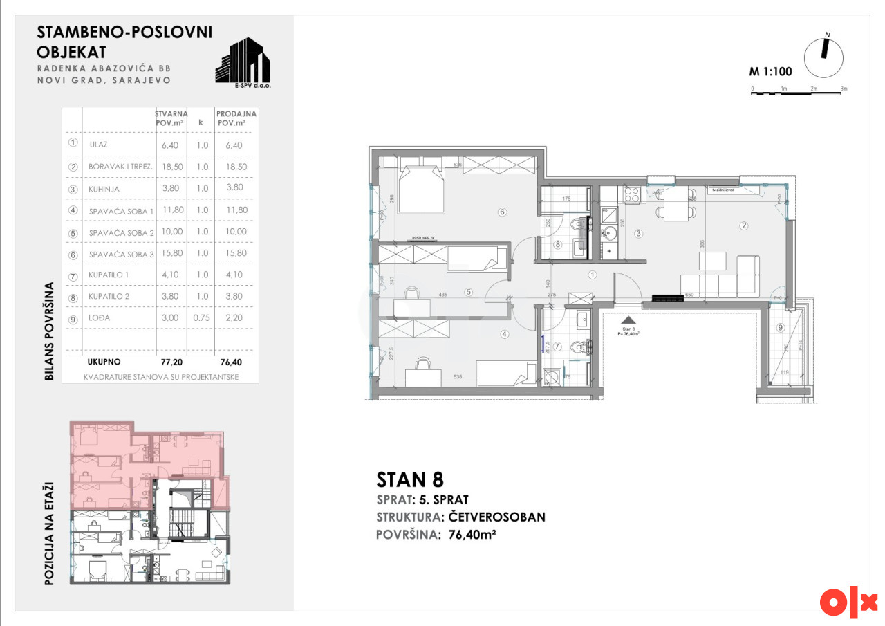 Stan S8 76,40 m2 | URBAN LOFT | NOVOGRADNJA | Otoka 17