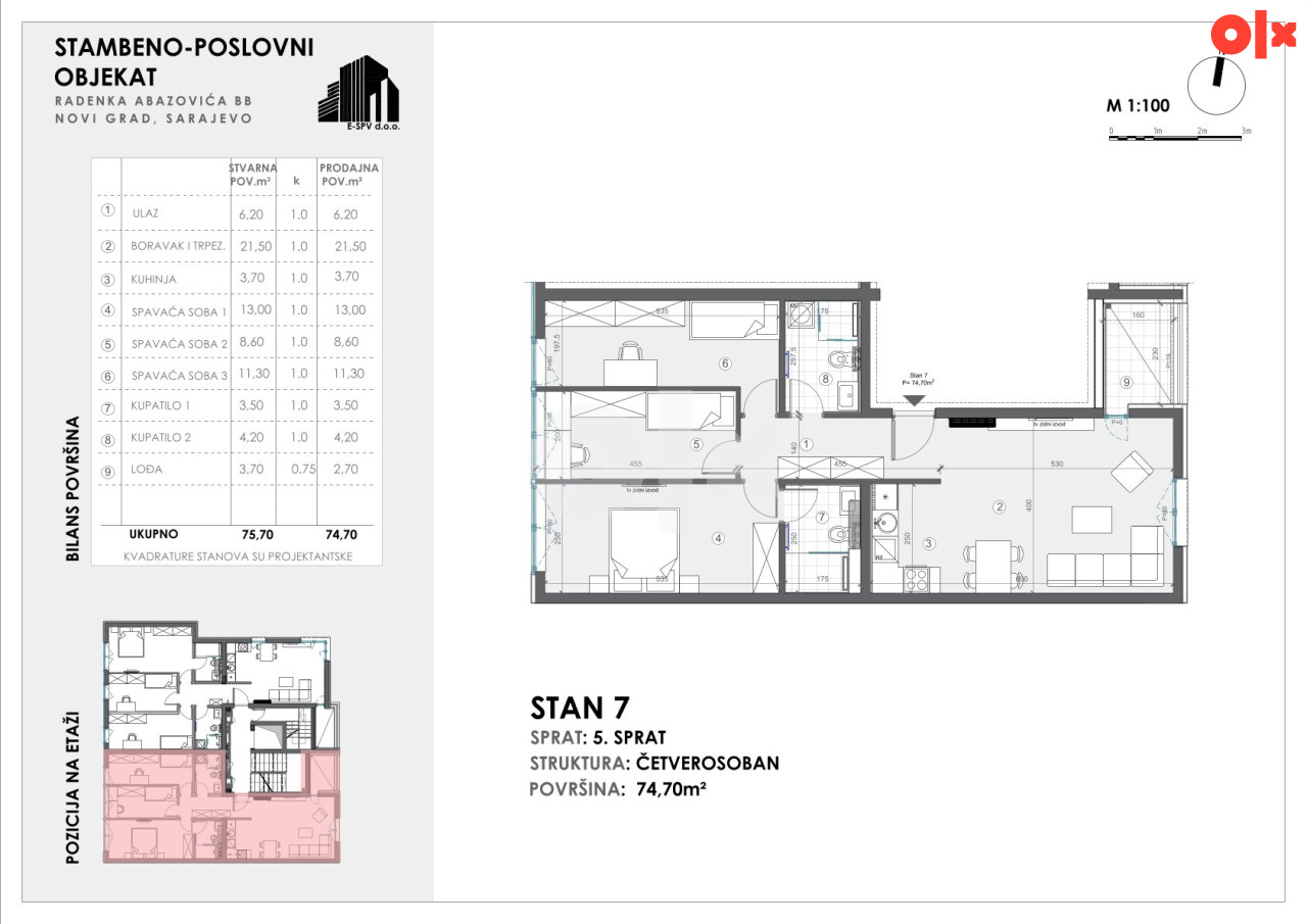 Stan S7 74,70 m2 | URBAN LOFT | NOVOGRADNJA | Otoka 10