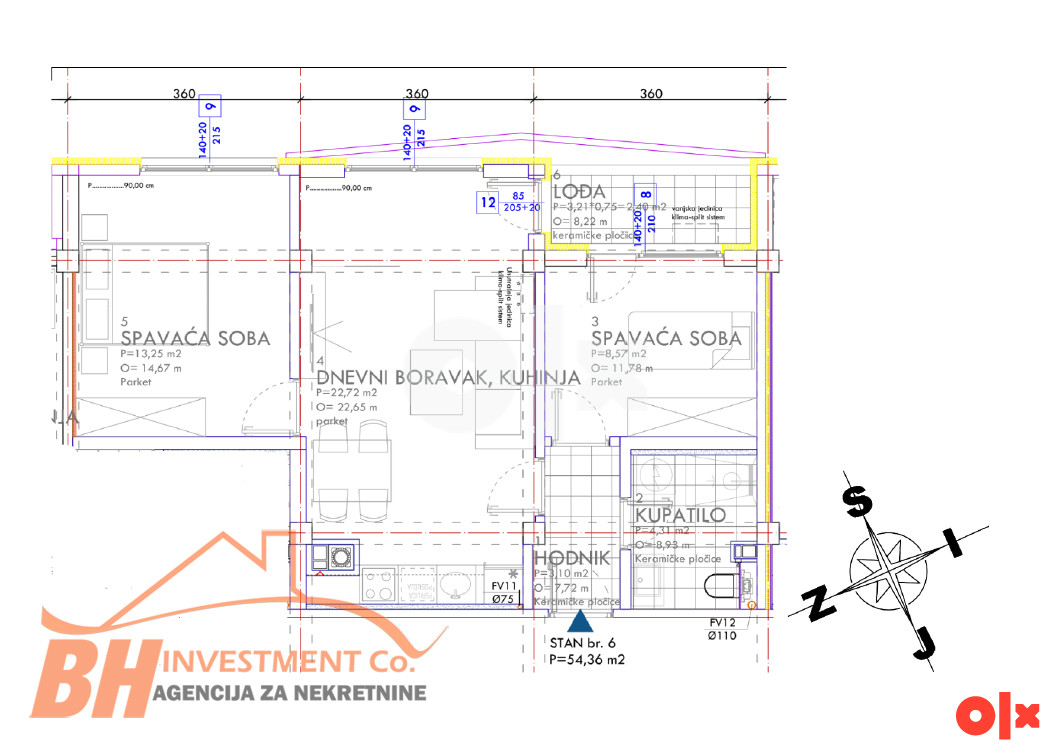 Novogradnja, trosoban stan 54,36 m2,  Slavinovići, Tuzla 2