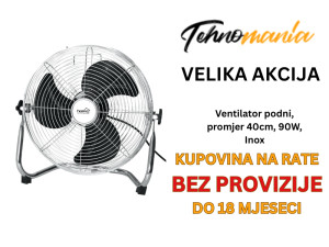 Ventilator podni, promjer 40cm, 90W, Inox