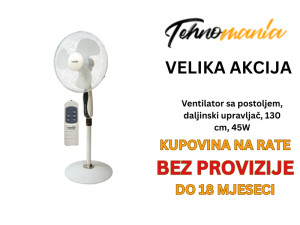 Ventilator sa postoljem, daljinski upravljač, 130 cm, 45W