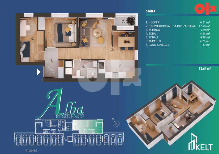 Trosoban stan [53.64 m2] Banja Luka 3