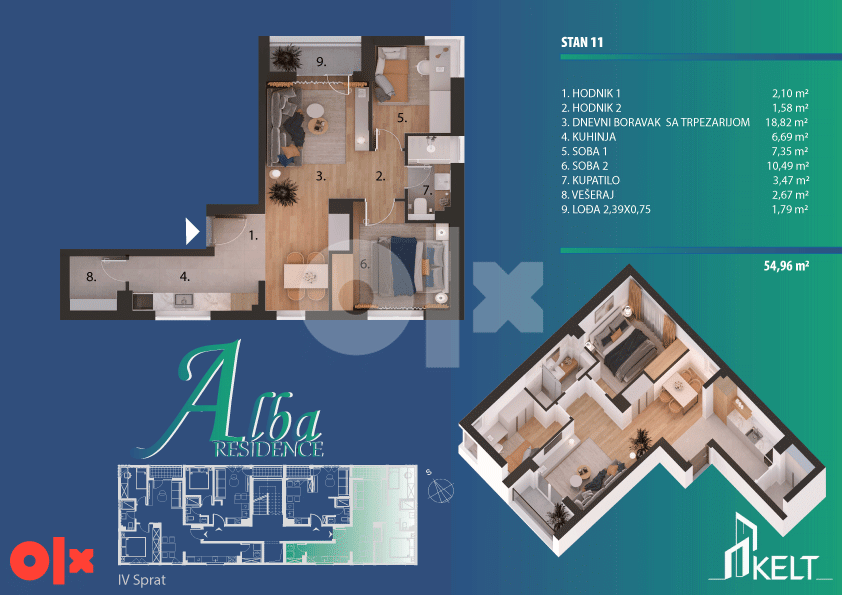 Trosoban stan [54.96 m2] Banja Luka 3