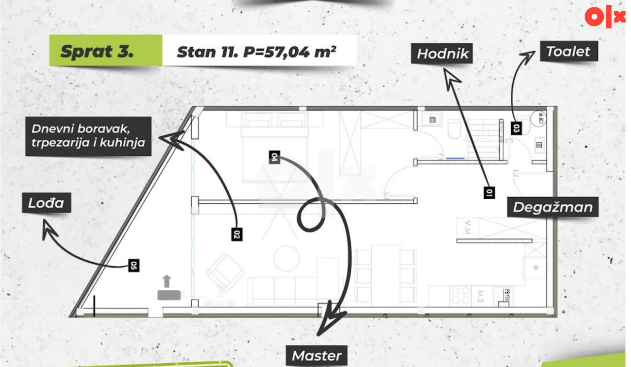 Novogradnja! Stan  Zenica 57,04 m2 24