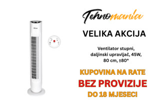 Ventilator stupni, daljinski upravljač, 45W, 80 cm, 80