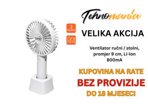 Ventilator ručni / stolni, promjer 9 cm, Li-Ion 800mA