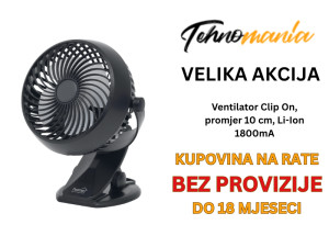 Ventilator Clip On, promjer 10 cm, Li-Ion 1800mA