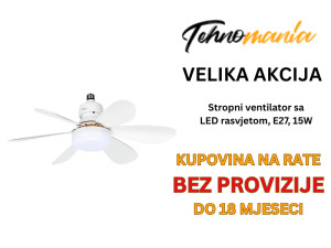 Stropni ventilator sa LED rasvjetom, E27, 15W