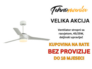 Ventilator stropni sa rasvjetom, 45/25W, daljinski upravljač