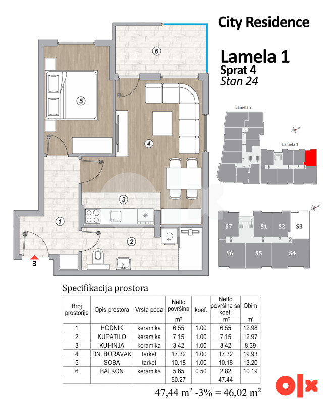 PRODAJA STAN DOBOJ - CITY RESIDENCE LAMELA 1 3