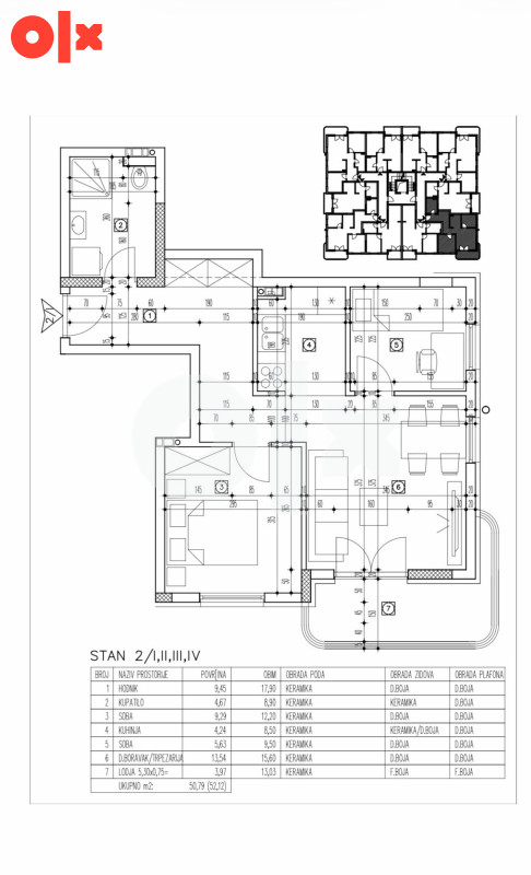 Stan u izgradnji- 50,79 m2 6