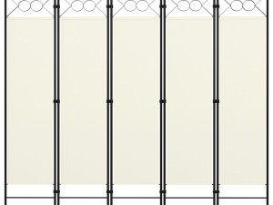 Sobna pregrada s 5 panela krem-bijela 200 x 180 cm