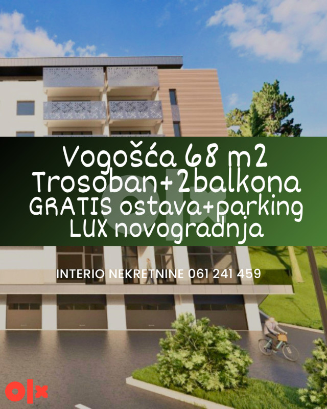 Vogošća 68 m2 trosoban stan sa dva balkona gratis ostava parking