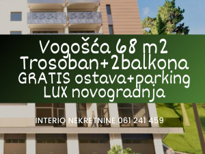 Vogošća 68 m2 three-room apartment with two balconies, free storage, parking