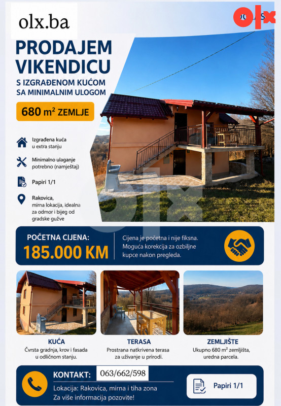 Vikendica sa kućom 680 m2 Rakovica - Idealna za Booking