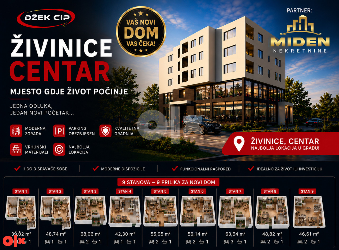 NOVO DVOSOBAN STAN 42,30 m2 Stan br.22 3.Sprat STROGI CENTAR