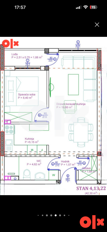 NOVO DVOSOBAN STAN 42,30 m2 Stan br.22 3.Sprat STROGI CENTAR 5
