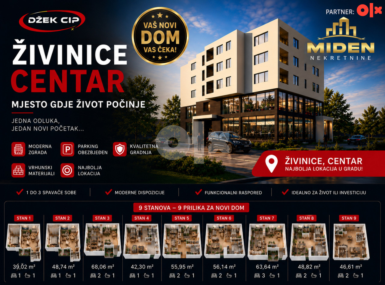 NOVO DVOSOBAN STAN 48,82m2 Stan br.8 1.Sprat STROGI CENTAR