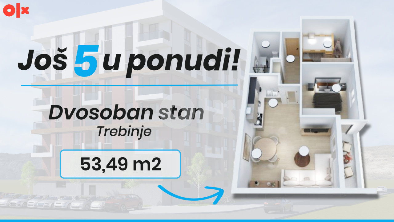 Dvosoban stan u izgradnji 53.49 m2, Trebinje
