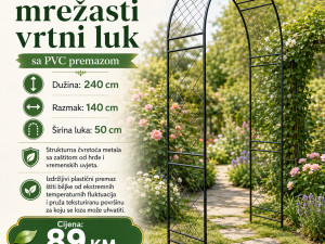 Metalni mrežasti vrtni luk sa pvc oblogom 240x140x50