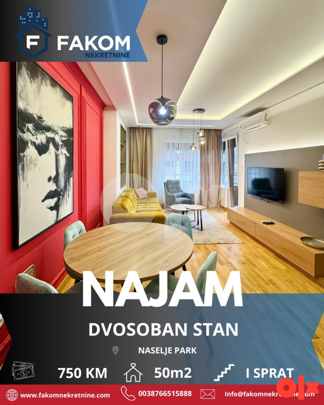 Iznjamljuje se moderan dvosobans stan u naselju Park