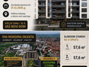 NOVO , Prodaja  2 x STAN  57,60 m2 ZIVINICE RESIDENCE 1 ,