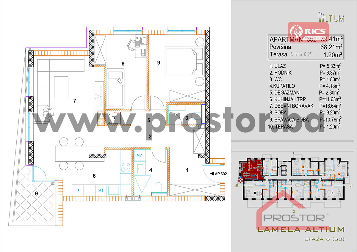 NOVOGRADNJA CENTAR: Trosoban stan, 69m2 17