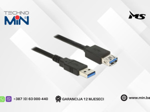 MS USB-A na USB-A produžni kabal 3.0 5m MSP40109, Crni