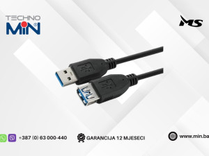 MS USB-A na USB-A produžni kabal 3.0 2m MSP40122, Crni