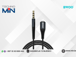 BWOO Audio Kabal Lightning na 3.5mm AUX073 1m Crni