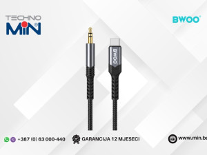 BWOO Audio Kabal Type-C na 3.5mm AUX074 1m, Crni