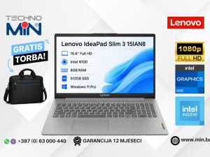Lenovo IdeaPad Slim 3 15IAN8 15.6" FHD, N100, 8GB RAM, 512GB SSD
