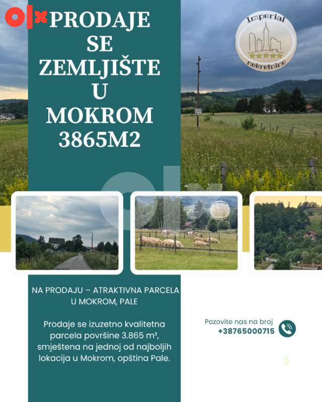 Zemljište Pale, Mokro, 3865m2, ravno, jedna od najboljih lokacija