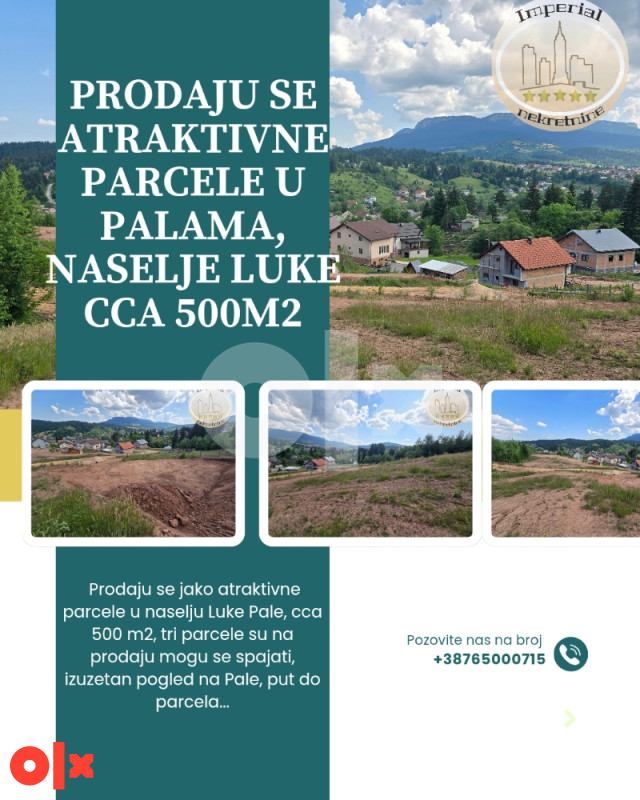 Zemljište Pale, Luke,cca 500m2, tri parcele