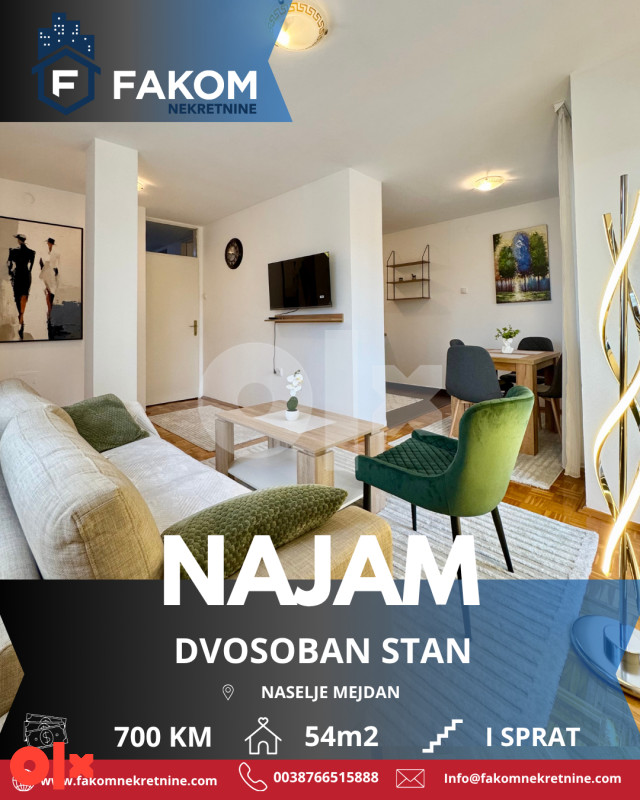 Iznajmljuje se dvosoban stan na duži period, naselje Mejdan
