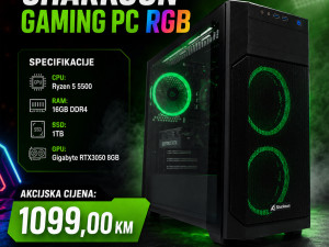 SHARKOON GAMING PC RGB R5 5500; 16GB; 1TB nVME; RTX3050