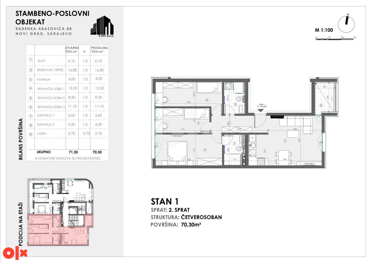 Stan S1 70,30 m2 | URBAN LOFT | NOVOGRADNJA | Otoka 4